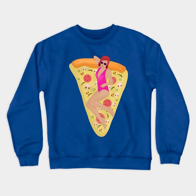 Summer Pool Pizza Crewneck Sweatshirt by DiegoCarvalho